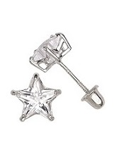 beautiful classic polished cz star white gold baby earrings   